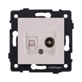 Розетка двойная TV (мама) + RJ45 Cat.6, кашемир матовый Kollinger REA-021CM для Aspekt, Eleganz, Reflex
