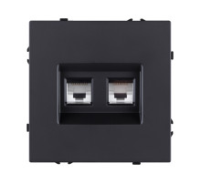 Розетка двойная Ethernet RJ45 Cat.6, черный матовый Kollinger Eclipse EC-018BK