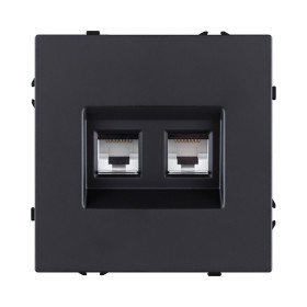 Розетка двойная Ethernet RJ45 Cat.6, черный матовый Kollinger Eclipse EC-018BK