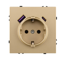 Розетка штепсельная SCHUKO 16A/250 В с USB A+C 20W, золотой Kollinger Eclipse EC-016GD