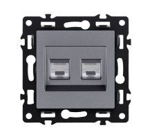 Розетка двойная Ethernet RJ45 Cat.6, серый Kollinger Asthetik AS-018GY
