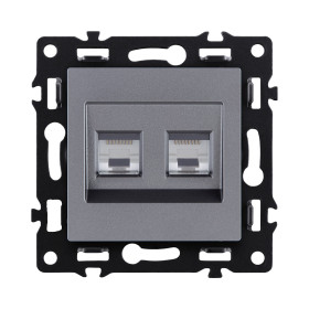 Розетка двойная Ethernet RJ45 Cat.6, серый Kollinger Asthetik AS-018GY