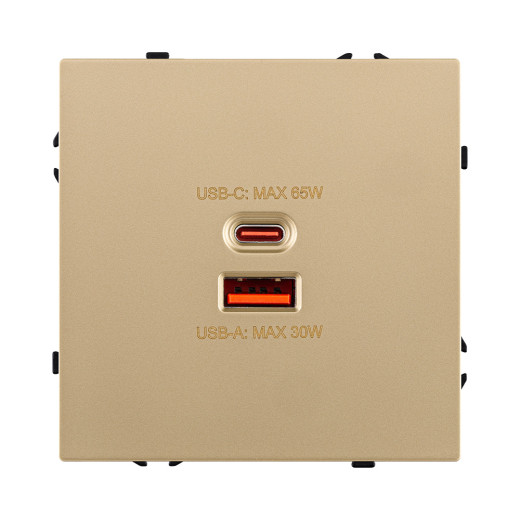 Розетка USB A+C 65W, золотой Kollinger Eclipse EC-024GD