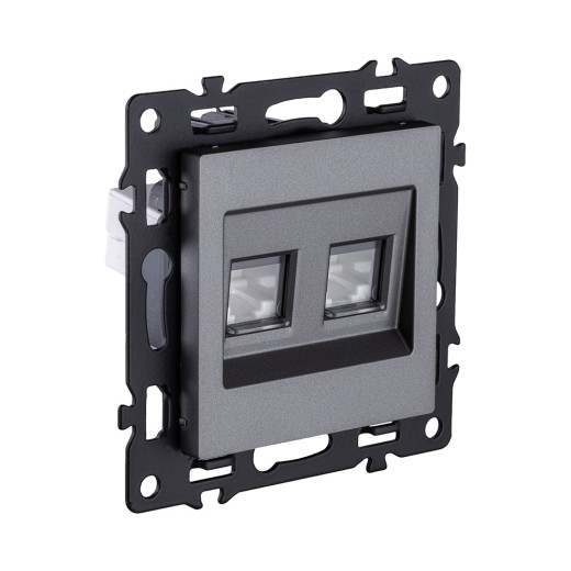 Розетка двойная Ethernet RJ45 Cat.6, серый Kollinger Asthetik AS-018GY
