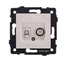 Розетка двойная спутниковая SAT + RJ45 Cat.6, кашемир матовый Kollinger REA-022CM для Aspekt, Eleganz, Reflex