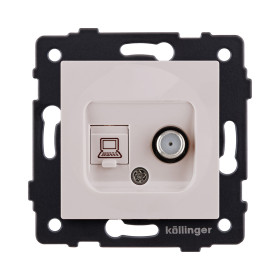 Розетка двойная спутниковая SAT + RJ45 Cat.6, кашемир матовый Kollinger REA-022CM для Aspekt, Eleganz, Reflex