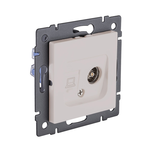 Розетка двойная TV (мама) + RJ45 Cat.6, кашемир матовый Kollinger REA-021CM для Aspekt, Eleganz, Reflex