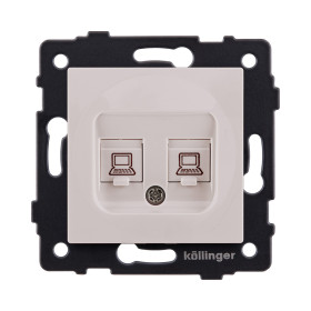 Розетка двойная Ethernet RJ45 Cat.6, кашемир матовый Kollinger REA-019CM для Aspekt, Eleganz, Reflex
