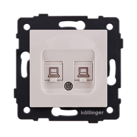 Розетка двойная Ethernet RJ45 Cat.6, кашемир матовый Kollinger REA-019CM для Aspekt, Eleganz, Reflex
