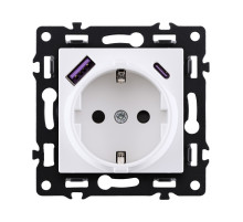 Розетка штепсельная SCHUKO 16A/250 В с USB A+C 20W, белый Kollinger Asthetik AS-016WH
