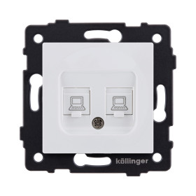 Розетка двойная Ethernet RJ45 Cat.6, белый матовый Kollinger REA-019WM для Aspekt, Eleganz, Reflex