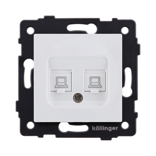 Розетка двойная Ethernet RJ45 Cat.6, белый матовый Kollinger REA-019WM для Aspekt, Eleganz, Reflex