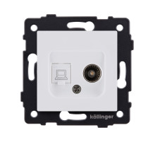 Розетка двойная TV (мама) + RJ45 Cat.6, белый матовый Kollinger REA-021WM для Aspekt, Eleganz, Reflex