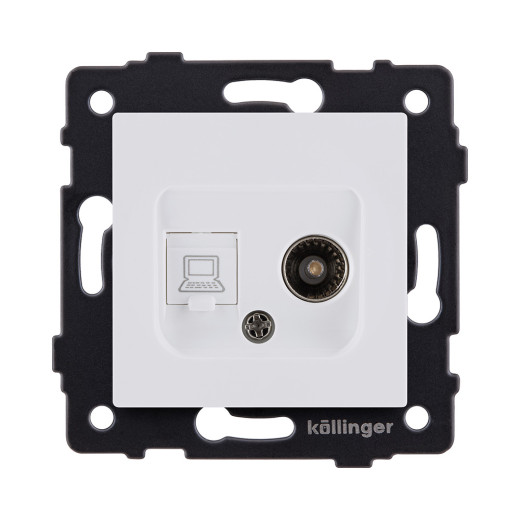 Розетка двойная TV (мама) + RJ45 Cat.6, белый матовый Kollinger REA-021WM для Aspekt, Eleganz, Reflex
