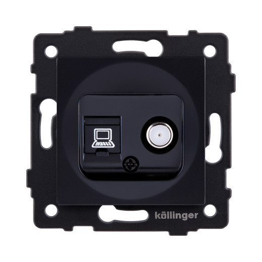 Розетка двойная спутниковая SAT + RJ45 Cat.6, черный Kollinger REA-014BK для Aspekt, Eleganz, Reflex