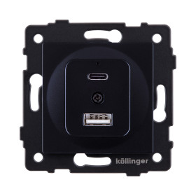 Розетка USB A+C 20W, черный Kollinger REA-037BK для Aspekt, Eleganz, Reflex