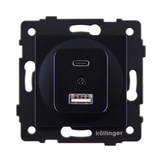 Розетка USB A+C 20W, черный Kollinger REA-037BK для Aspekt, Eleganz, Reflex