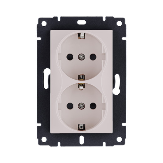 Розетка штепсельная SCHUKO двойная 16A/250 В, кашемир матовый Kollinger REA-032CM для Aspekt, Eleganz, Reflex