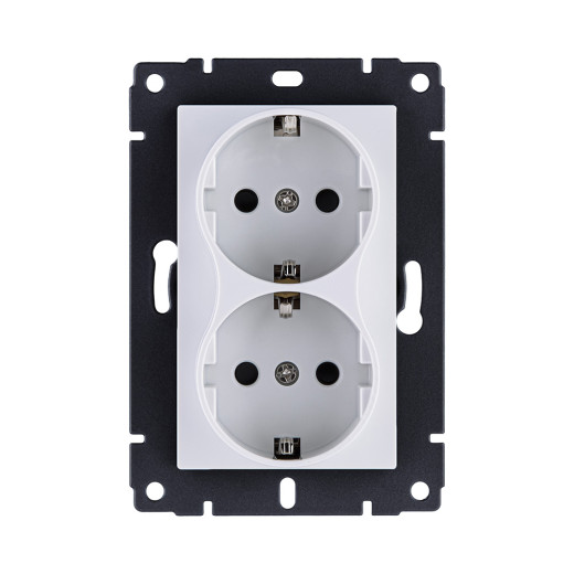 Розетка штепсельная SCHUKO двойная 16A/250 В, белый Kollinger REA-032WH для Aspekt, Eleganz, Reflex