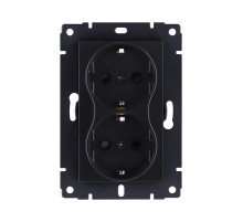Розетка штепсельная SCHUKO двойная 16A/250 В, черный матовый Kollinger REA-032BM для Aspekt, Eleganz, Reflex