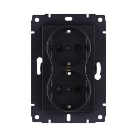 Розетка штепсельная SCHUKO двойная 16A/250 В, черный матовый Kollinger REA-032BM для Aspekt, Eleganz, Reflex