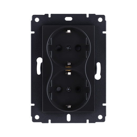 Розетка штепсельная SCHUKO двойная 16A/250 В, черный матовый Kollinger REA-032BM для Aspekt, Eleganz, Reflex