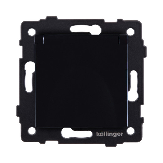 Розетка штепсельная SCHUKO 16A/250 В с крышкой, черный Kollinger REA-006BK для Aspekt, Eleganz, Reflex