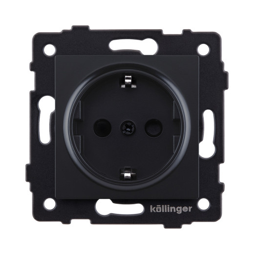 Розетка штепсельная SCHUKO 16A/250 В, черный матовый Kollinger REA-002BM для Aspekt, Eleganz, Reflex