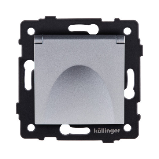 Розетка штепсельная SCHUKO 16A/250 В с крышкой, серый Kollinger REA-006GY для Aspekt, Eleganz, Reflex