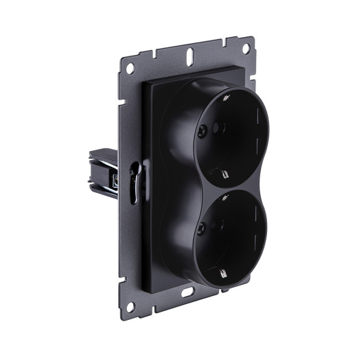 Розетка штепсельная SCHUKO двойная 16A/250 В, черный матовый Kollinger REA-032BM для Aspekt, Eleganz, Reflex