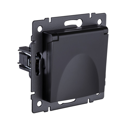 Розетка штепсельная SCHUKO 16A/250 В с крышкой, черный матовый Kollinger REA-006BM для Aspekt, Eleganz, Reflex