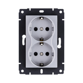 Розетка штепсельная SCHUKO двойная 16A/250 В, серый Kollinger REA-032GY для Aspekt, Eleganz, Reflex