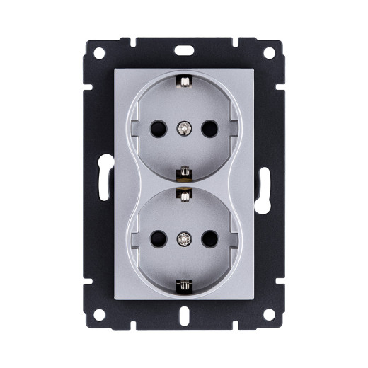 Розетка штепсельная SCHUKO двойная 16A/250 В, серый Kollinger REA-032GY для Aspekt, Eleganz, Reflex
