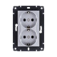 Розетка штепсельная SCHUKO двойная 16A/250 В, серый Kollinger REA-032GY для Aspekt, Eleganz, Reflex