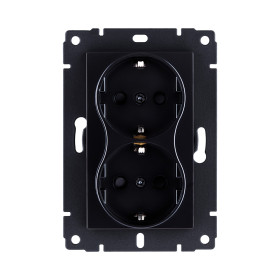 Розетка штепсельная SCHUKO двойная 16A/250 В, черный Kollinger REA-032BK для Aspekt, Eleganz, Reflex