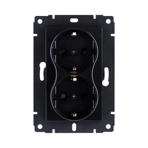 Розетка штепсельная SCHUKO двойная 16A/250 В, черный Kollinger REA-032BK для Aspekt, Eleganz, Reflex