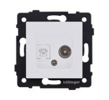 Розетка двойная TV (мама) + телефонная розетка RJ11, белый матовый Kollinger REA-013WM для Aspekt, Eleganz, Reflex