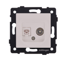 Розетка двойная TV (мама) + телефонная розетка RJ11, кашемир матовый Kollinger REA-013CM для Aspekt, Eleganz, Reflex