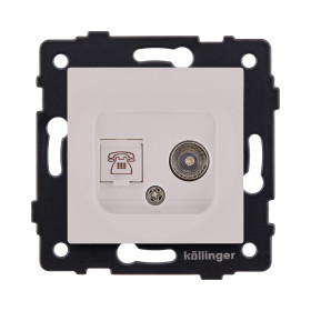 Розетка двойная TV (мама) + телефонная розетка RJ11, кашемир матовый Kollinger REA-013CM для Aspekt, Eleganz, Reflex
