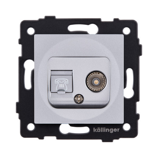 Розетка двойная TV (мама) + телефонная розетка RJ11, серый Kollinger REA-013GY для Aspekt, Eleganz, Reflex