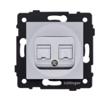 Розетка двойная RJ11 + RJ45 Cat.6, серый Kollinger REA-011GY для Aspekt, Eleganz, Reflex