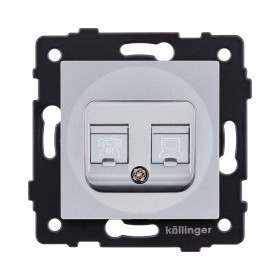 Розетка двойная RJ11 + RJ45 Cat.6, серый Kollinger REA-011GY для Aspekt, Eleganz, Reflex