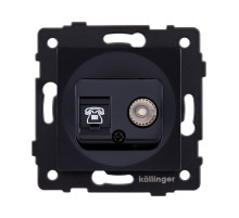 Розетка двойная TV (мама) + телефонная розетка RJ11, черный Kollinger REA-013BK для Aspekt, Eleganz, Reflex