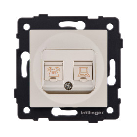 Розетка двойная RJ11 + RJ45 Cat.6, золотой Kollinger REA-011GD для Aspekt, Eleganz, Reflex