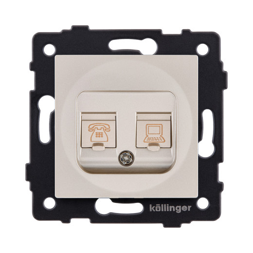 Розетка двойная RJ11 + RJ45 Cat.6, золотой Kollinger REA-011GD для Aspekt, Eleganz, Reflex