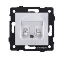Розетка двойная RJ11 + RJ45 Cat.6, белый Kollinger REA-011WH для Aspekt, Eleganz, Reflex