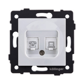 Розетка двойная RJ11 + RJ45 Cat.6, белый Kollinger REA-011WH для Aspekt, Eleganz, Reflex