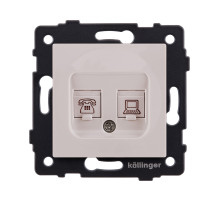 Розетка двойная RJ11 + RJ45 Cat.6, кашемир матовый Kollinger REA-011CM для Aspekt, Eleganz, Reflex