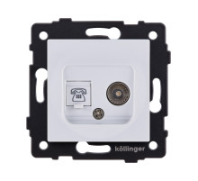 Розетка двойная TV (мама) + телефонная розетка RJ11, белый Kollinger REA-013WH для Aspekt, Eleganz, Reflex