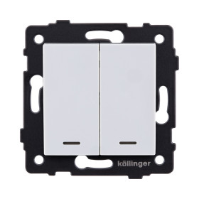 Выключатель 2-клавишный 10А/250В с LED подсветкой, белый Kollinger REA-S-008WH для Aspekt, Eleganz, Reflex
